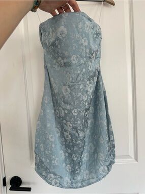 Princess Polly Light Blue Floral Strapless Mini Dress